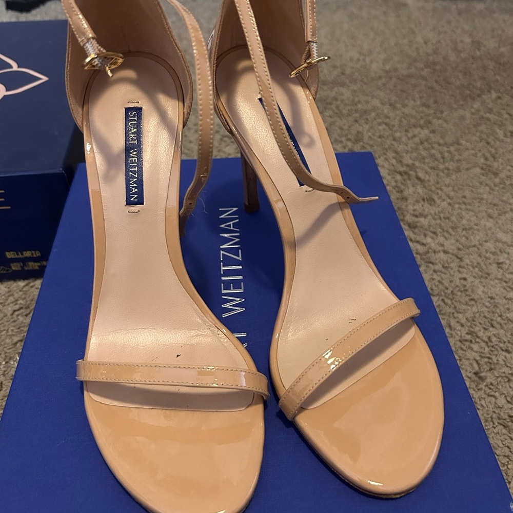 Stuart weitzman nudistsong adobe patent heeled sandal - Picture 3 of 7
